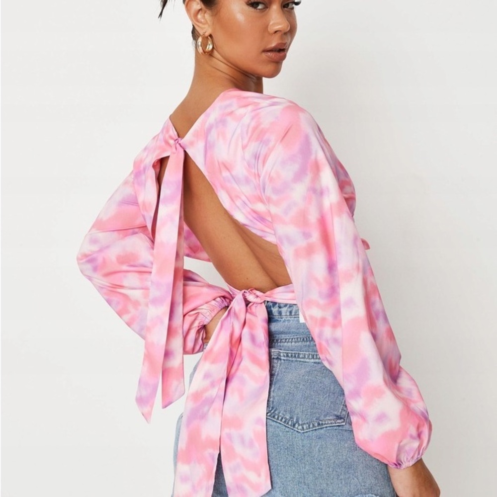 Missguided Tie-Dye Wrap Crop Top | Open Back | Size S